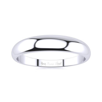 14K White Gold 4MM Heavy Tapered Ladies and Mens Wedding Band, Size 9.5